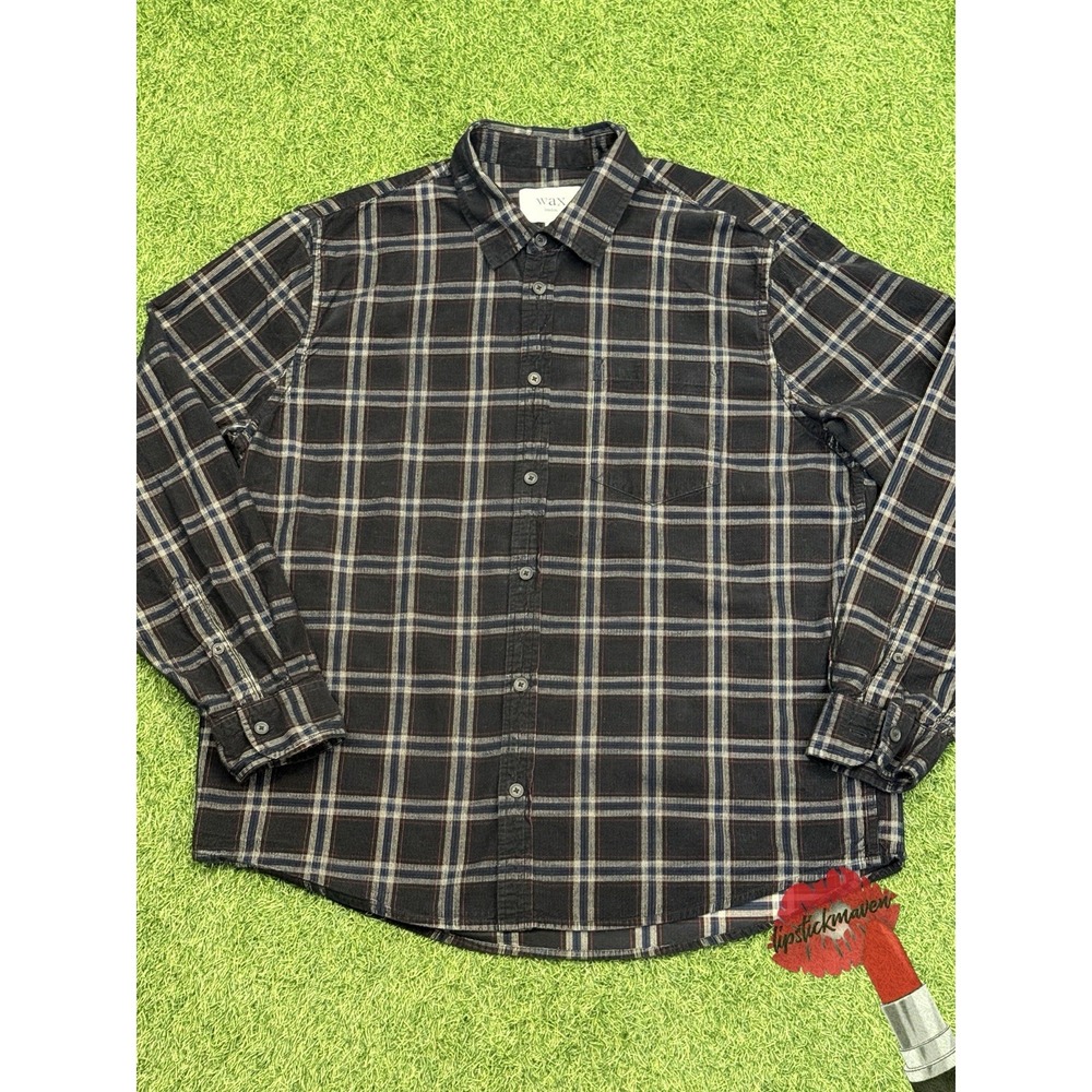 Wax London Button Down Mens XL Gray Plaid Cotton Blend Overshirt Preppy Casual
